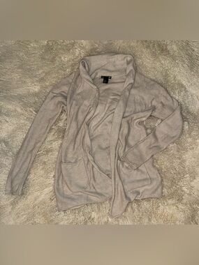 Women's Beige Open-Front Knit Cardigan